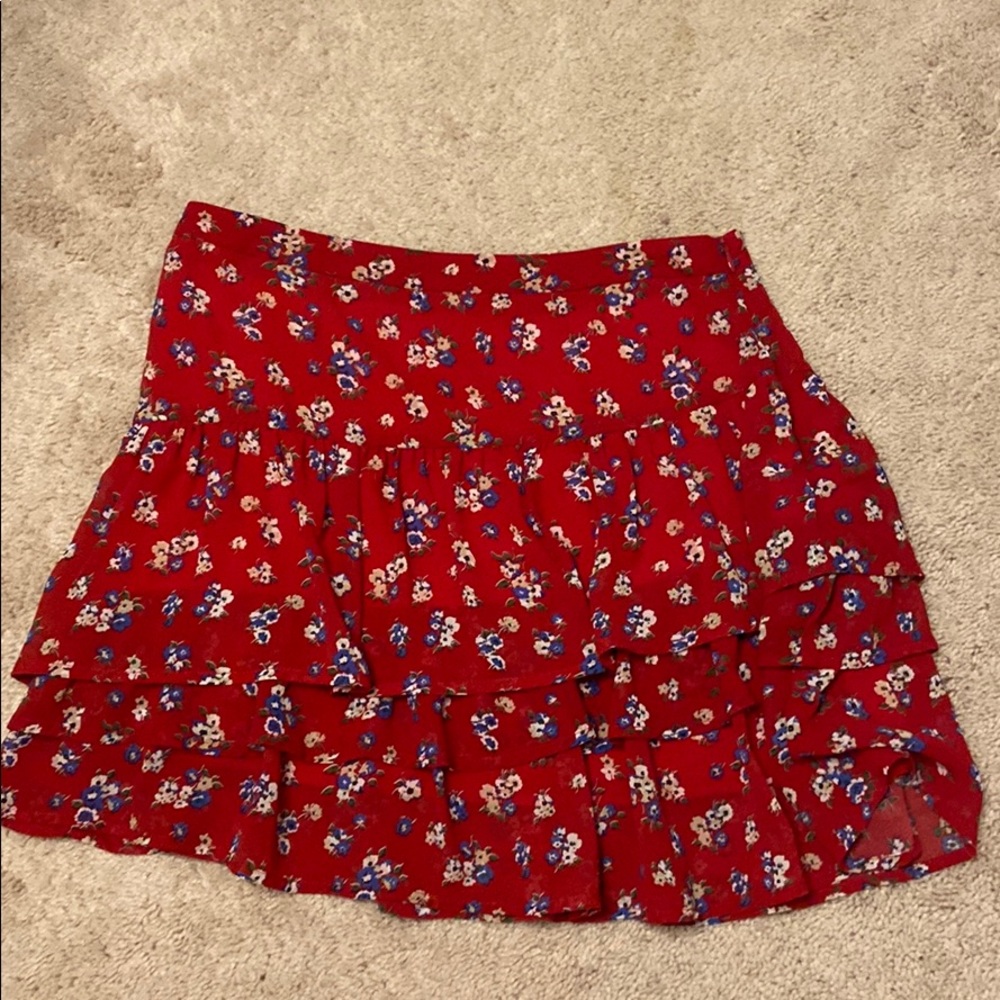Spencer & Ella Red Floral Mini Skirt